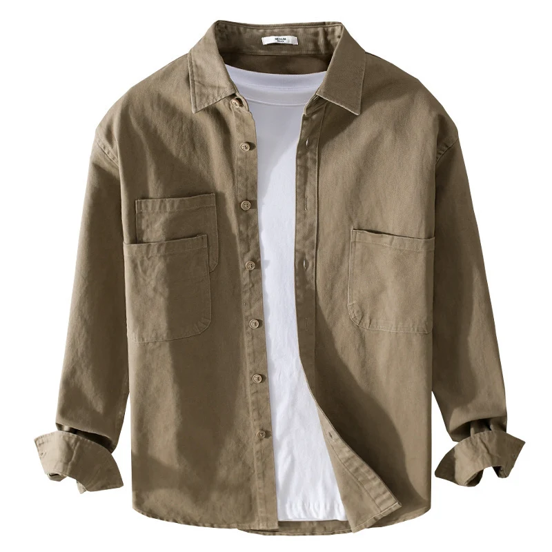 Herren Utility-Overshirt aus Baumwoll-Twill mit doppelten Brusttaschen und legerem Schnitt Nord Taschen