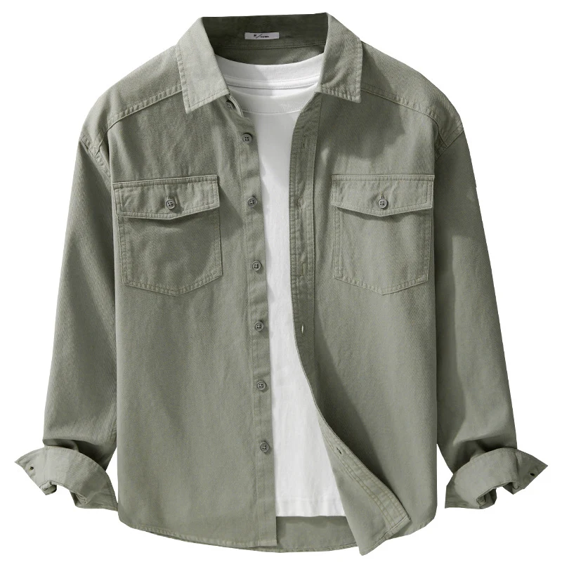Herren Twill-Overshirt im Worker-Stil mit doppelten Brustklappen und Relaxed-Fit Nord Taschen