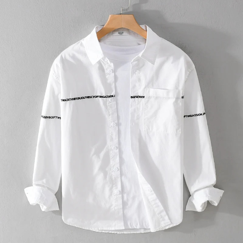Herren Langarm-Hemd im Overshirt-Stil mit eingearbeitetem Schriftband und Brusttasche Nord Taschen