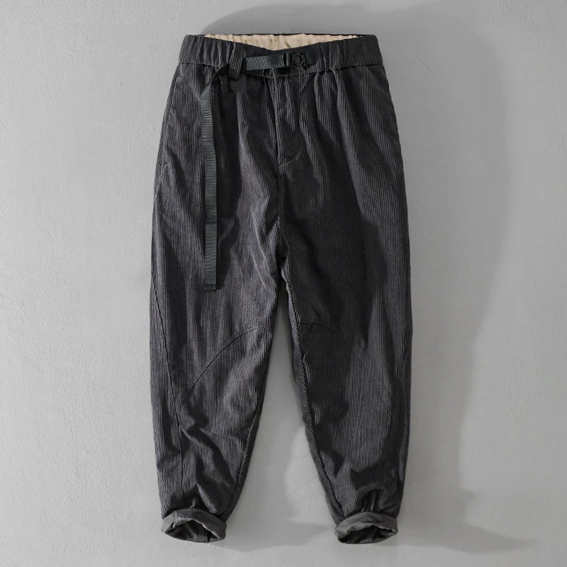 Herren Kord-Chino mit elastischem Bund, Gurtbandschließe und konischem Schnitt Nord Taschen