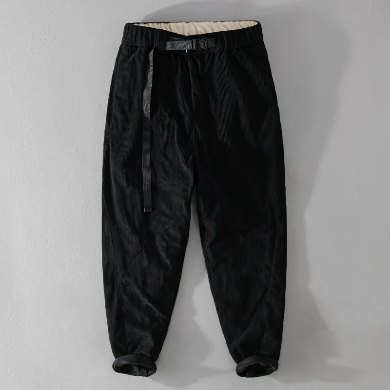 Herren Kord-Chino mit elastischem Bund, Gurtbandschließe und konischem Schnitt Nord Taschen