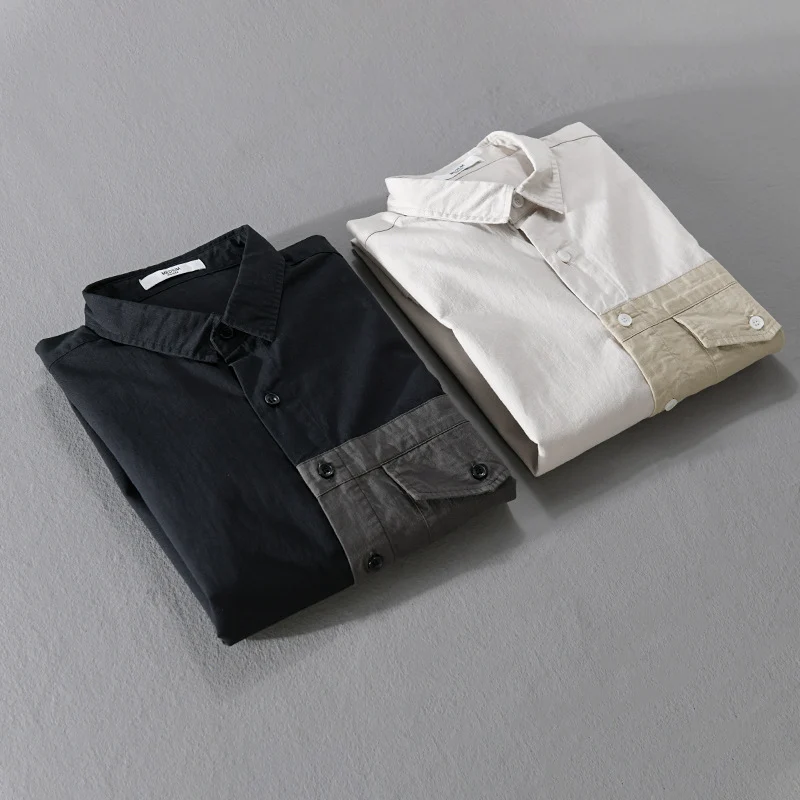Herren Kontrast-Brusttaschen-Overshirt aus leichter Baumwollmischung mit Relaxed‑Fit Nord Taschen