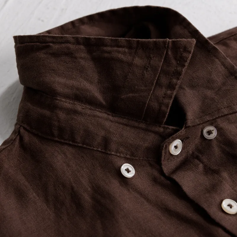 Herren Lockeres Leinen-Overshirt mit Brusttaschen und Knopfleiste Nord Taschen
