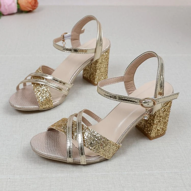 Damen glamouröse Absatzsandalen mit funkelndem Glitzer und elegantem Design - Vittorelli