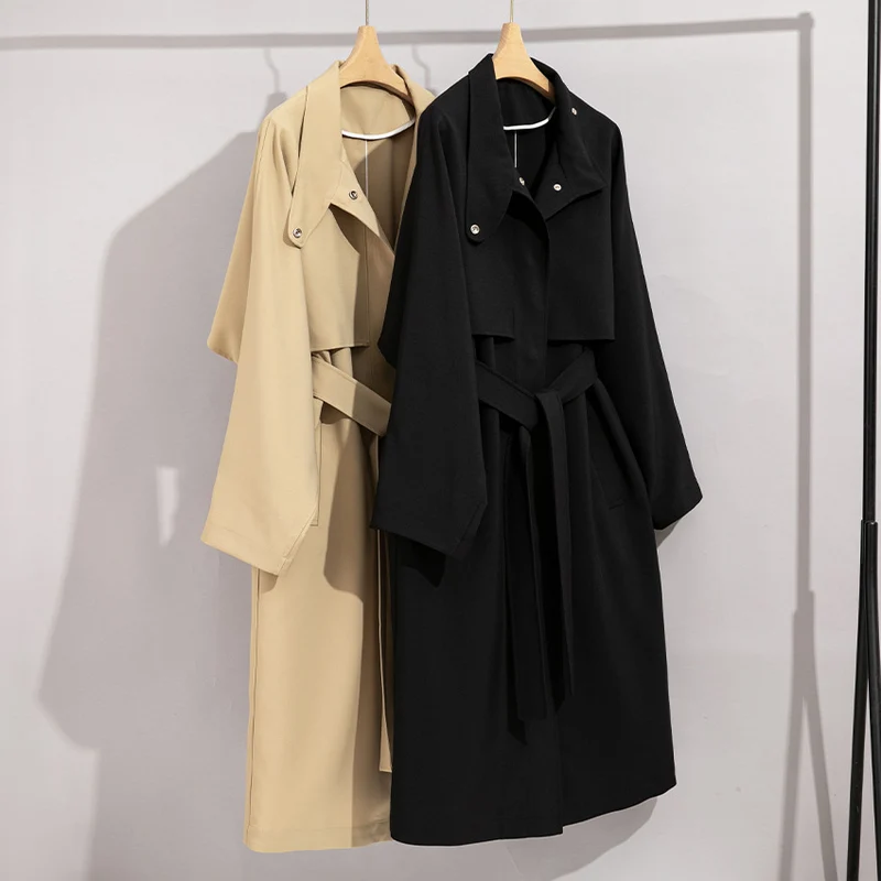 Damen Trenchcoat mit Bindegürtel und abnehmbarem Cape-Detail Nord Taschen
