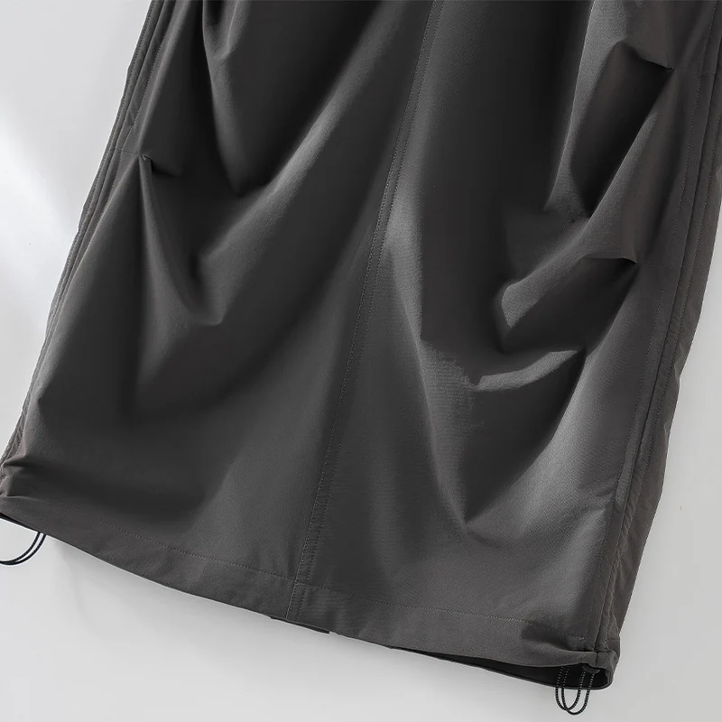 Damen Technischer Cargo-Midirock mit Tunnelzug-Saum und Reißverschlusstaschen Nord Taschen