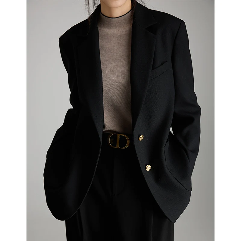 Damen Taillierter Mantelblazer mit Bindegürtel, Pattentaschen und Reverskragen Nord Taschen