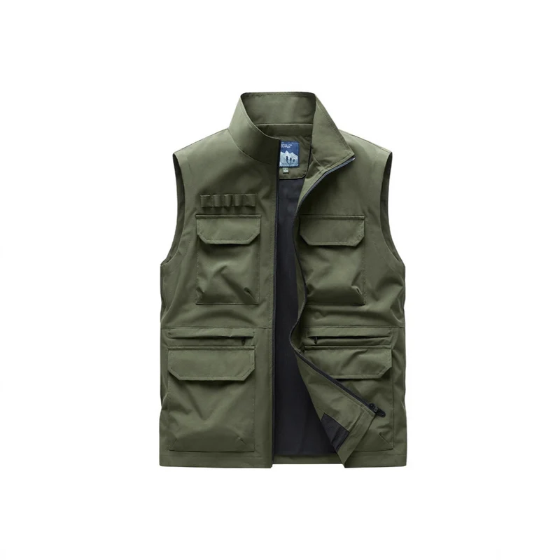 Herren Outdoor-Utilityweste mit acht Multifunktionstaschen, robustem Baumwollmix und Windschutzkragen Nord Taschen