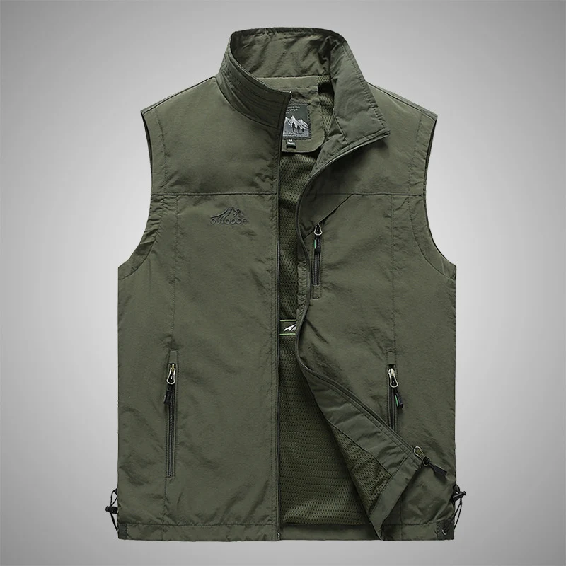 Herren Multifunktionale Utility-Weste mit Stehkragen, Reißverschlusstaschen und atmungsaktivem Meshfutter Nord Taschen