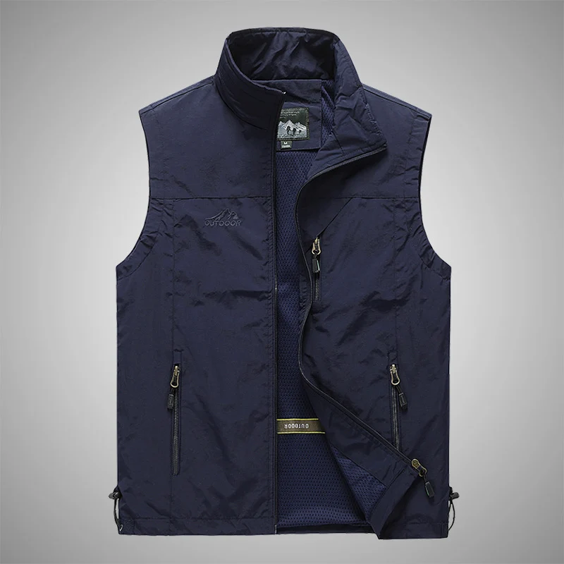 Herren Multifunktionale Utility-Weste mit Stehkragen, Reißverschlusstaschen und atmungsaktivem Meshfutter Nord Taschen