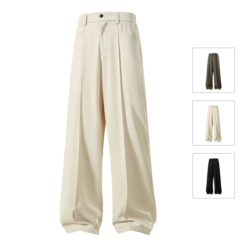 Herren Weite Crêpe‑Hose mit Bundfalte und gerader Bügelfalte Nord Taschen