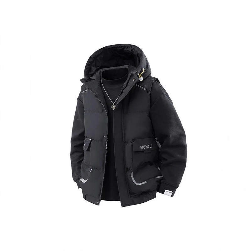 Herren Gesteppte Outdoor-Weste mit Kapuze, Cargo-Taschen und verstellbarem Saum Nord Taschen