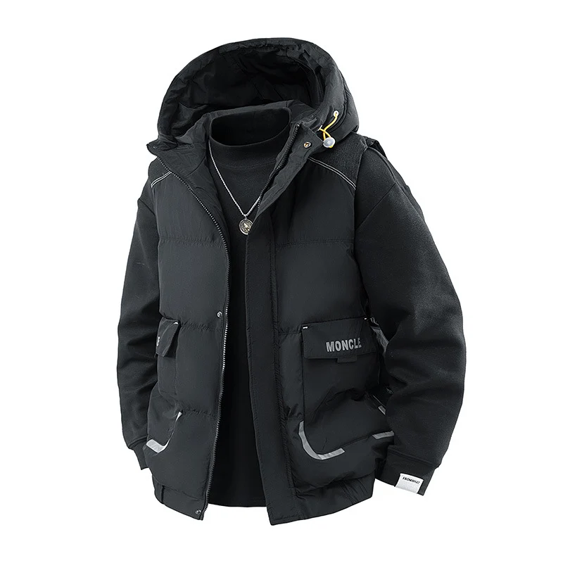 Herren Gesteppte Outdoor-Weste mit Kapuze, Cargo-Taschen und verstellbarem Saum Nord Taschen