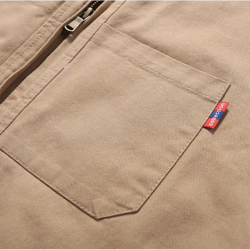 Herren gesteppte Canvas-Utility-Weste mit Stehkragen und Thermoisolierung Nord Taschen