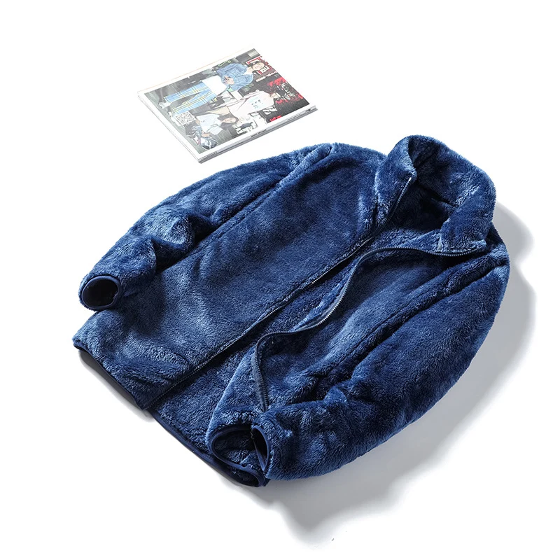 Damen Kuschelige Teddy-Fleecejacke im Oversize-Style mit Stehkragen und Reißverschluss Nord Taschen