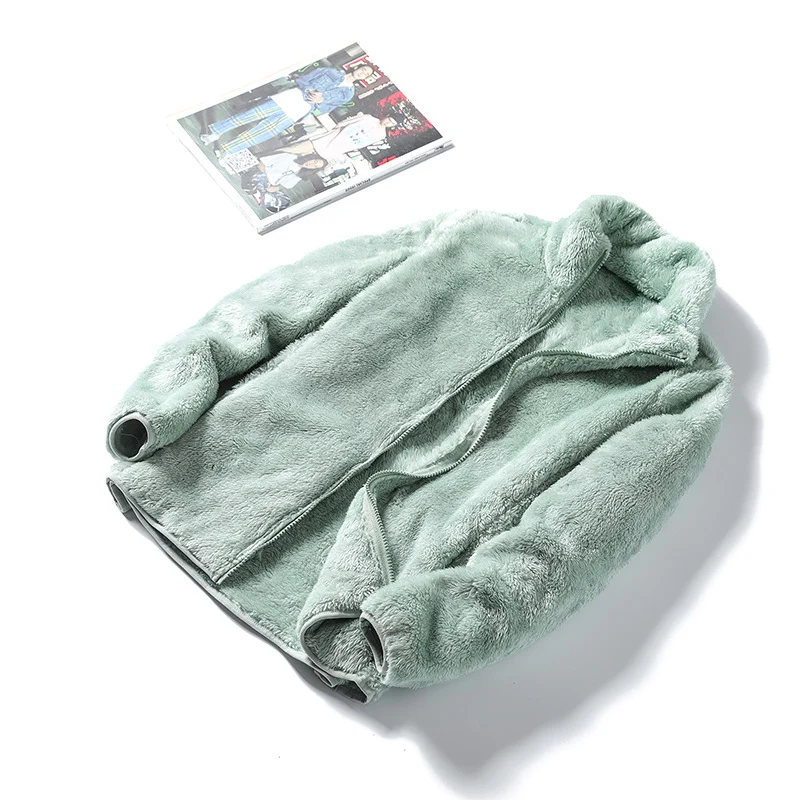 Damen Kuschelige Teddy-Fleecejacke im Oversize-Style mit Stehkragen und Reißverschluss Nord Taschen