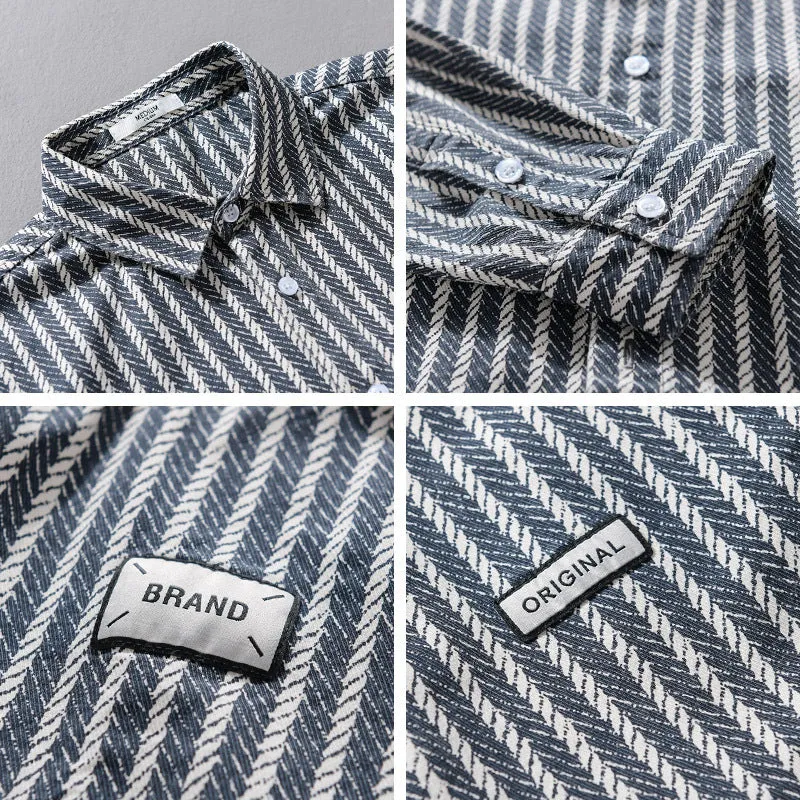 Herren Texturiertes Hemdjacken-Overshirt mit diagonaler Fischgrät-Struktur Nord Taschen
