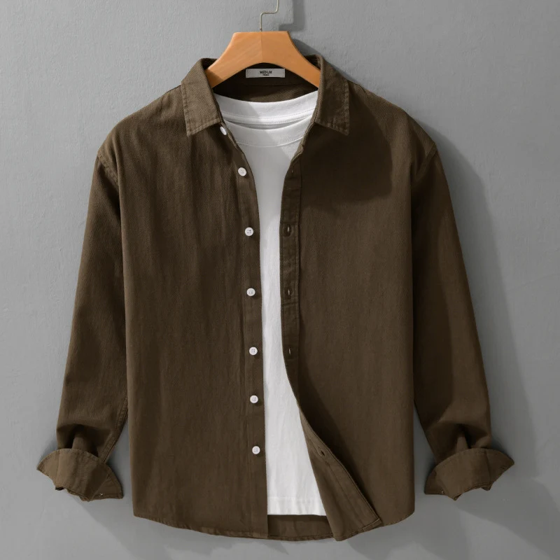 Herren Texturiertes Baumwoll-Hemdjacken-Overshirt im Relaxed-Fit mit Kentkragen Nord Taschen