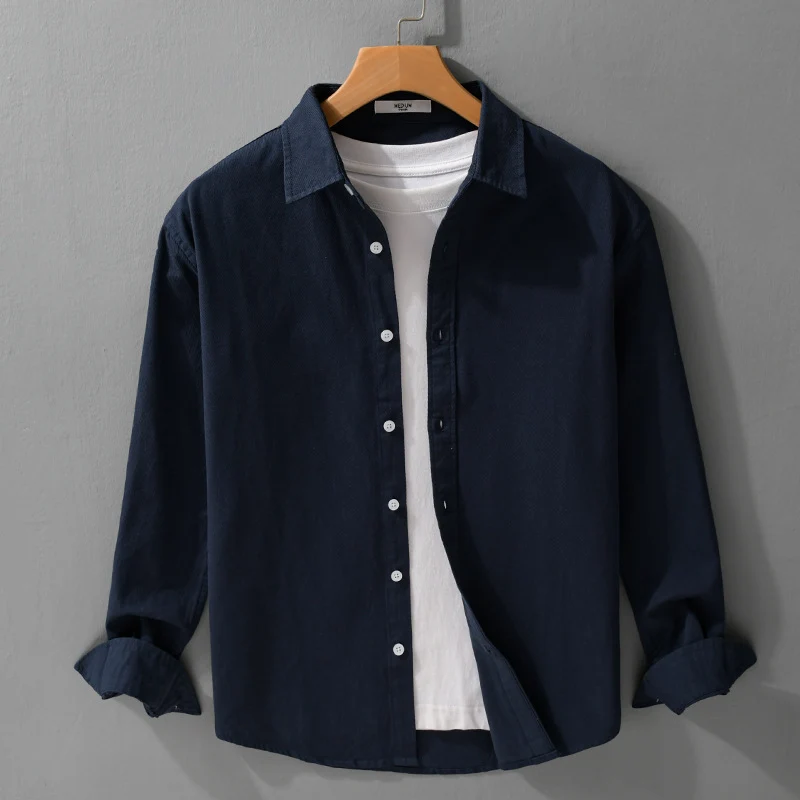 Herren Texturiertes Baumwoll-Hemdjacken-Overshirt im Relaxed-Fit mit Kentkragen Nord Taschen