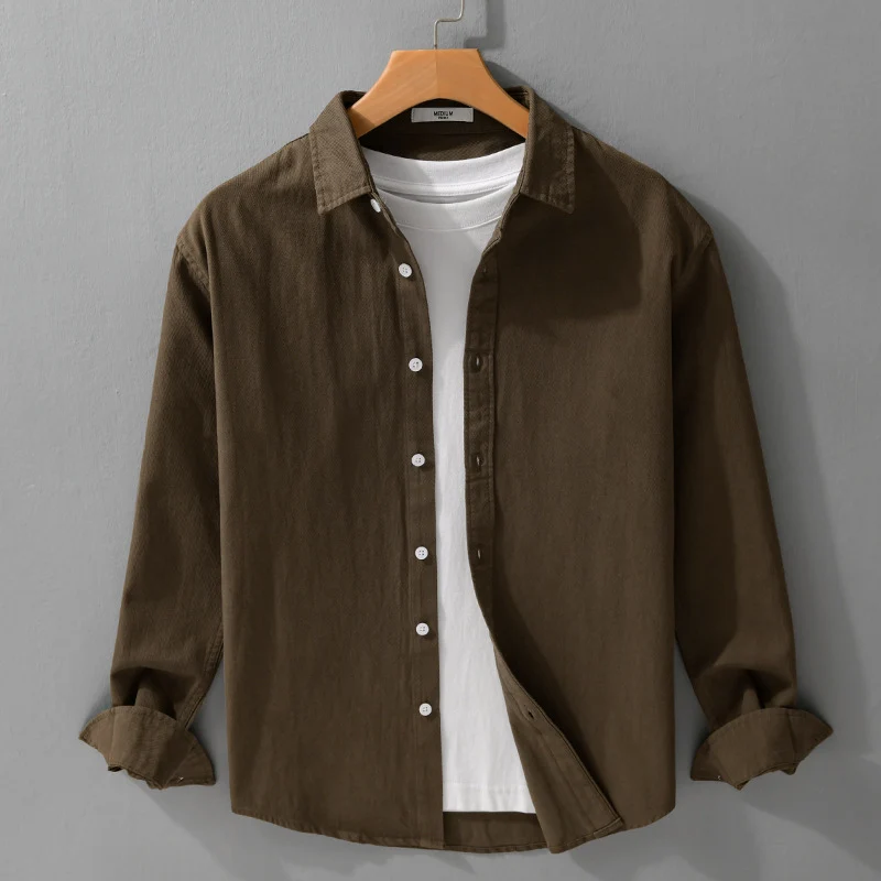 Herren Texturiertes Baumwoll-Hemdjacken-Overshirt im Relaxed-Fit mit Kentkragen Nord Taschen