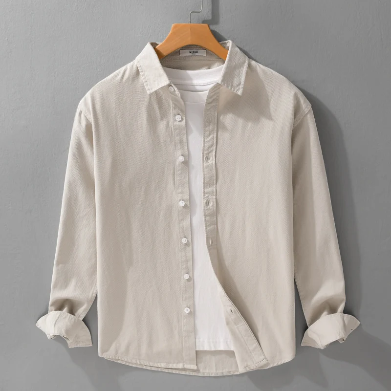 Herren Texturiertes Baumwoll-Hemdjacken-Overshirt im Relaxed-Fit mit Kentkragen Nord Taschen