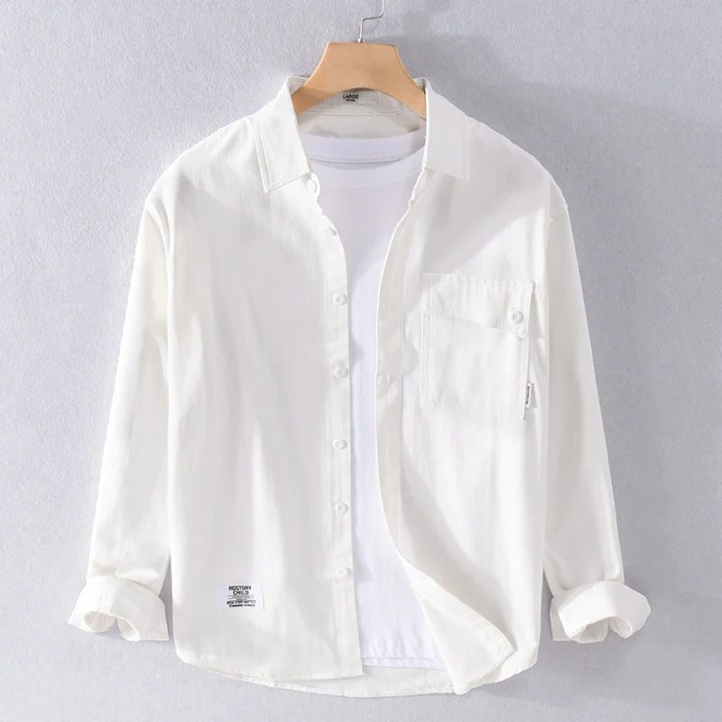 Herren Lockeres Hemdjacken-Overshirt aus Soft‑Twill mit integriertem Layer‑T‑Shirt und aufgesetzter Brusttasche Nord Taschen