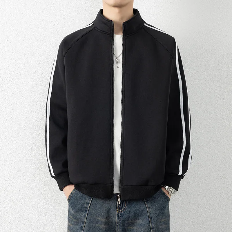 Herren Freizeit-Trainingsjacke mit Stehkragen, Reißverschluss und Kontraststreifen Nord Taschen