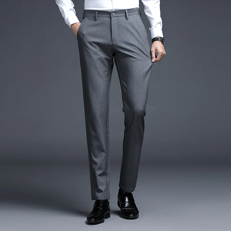Herren Formelle Slim-Fit Anzughose mit Stretchbund und Bügelfalte Nord Taschen
