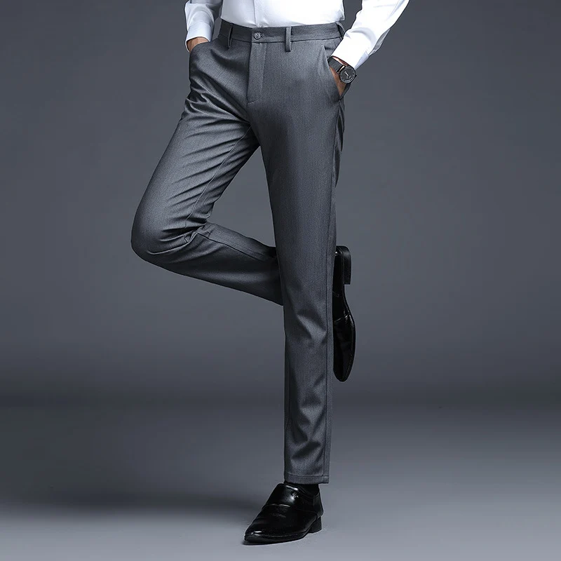 Herren Formelle Slim-Fit Anzughose mit Stretchbund und Bügelfalte Nord Taschen