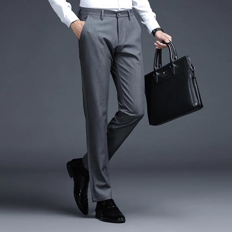 Herren Formelle Slim-Fit Anzughose mit Stretchbund und Bügelfalte Nord Taschen