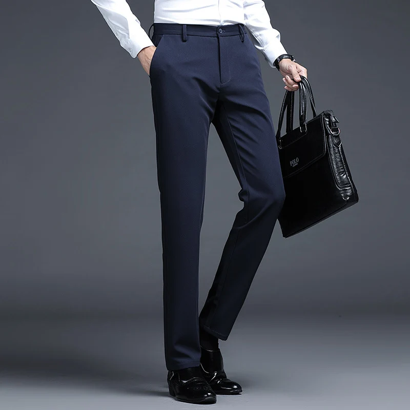Herren Formelle Slim-Fit Anzughose mit Stretchbund und Bügelfalte Nord Taschen