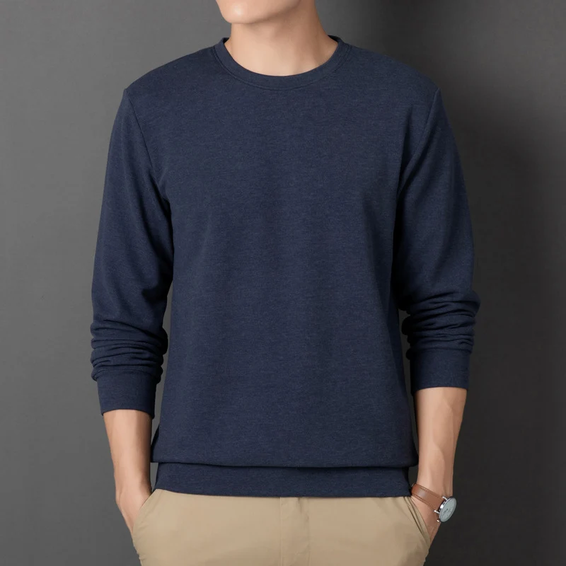 Herren Feines Rundhals-Sweatshirt aus Baumwollmix mit Regular-Fit und Rippbündchen Nord Taschen