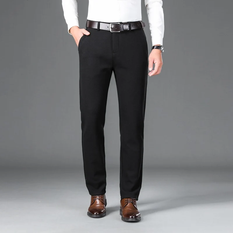 Herren Elegante Stretch-Wolloptik-Hose mit geradem Schnitt und elastischem Bund Nord Taschen