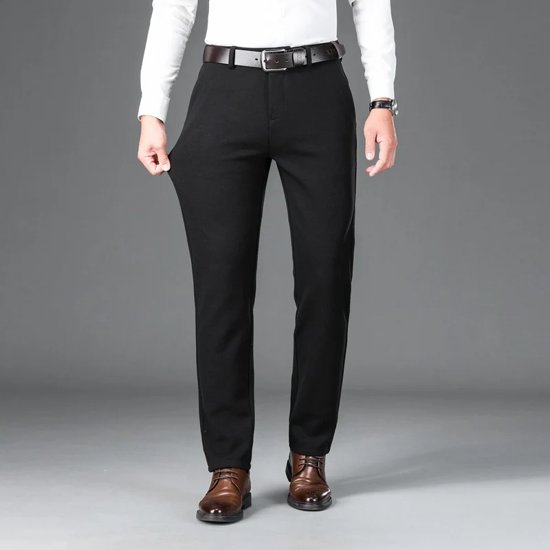 Herren Elegante Stretch-Wolloptik-Hose mit geradem Schnitt und elastischem Bund Nord Taschen