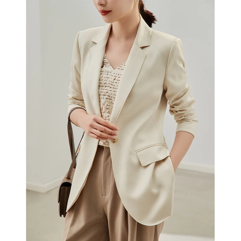 Damen taillierter leichter Ein-Knopf-Blazer mit Pattentaschen Nord Taschen