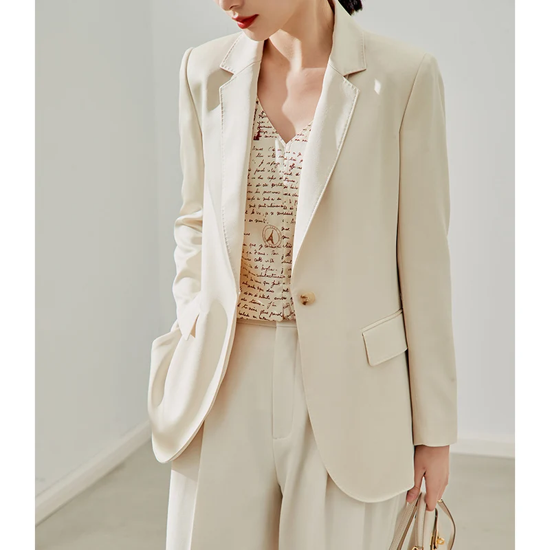 Damen taillierter leichter Ein-Knopf-Blazer mit Pattentaschen Nord Taschen