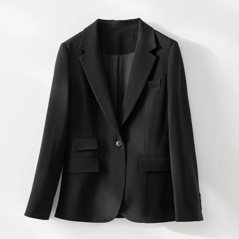 Damen taillierter Ein-Knopf-Blazer mit Reverskragen und Pattentaschen Nord Taschen