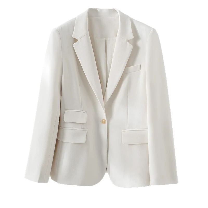 Damen taillierter Ein-Knopf-Blazer mit Reverskragen und Pattentaschen Nord Taschen