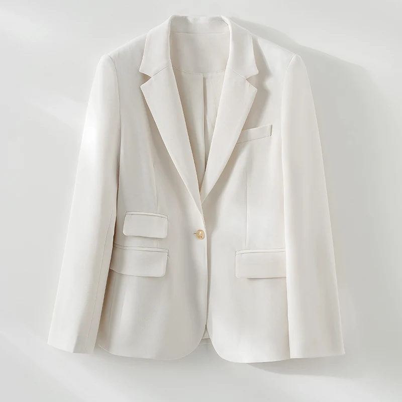 Damen taillierter Ein-Knopf-Blazer mit Reverskragen und Pattentaschen Nord Taschen