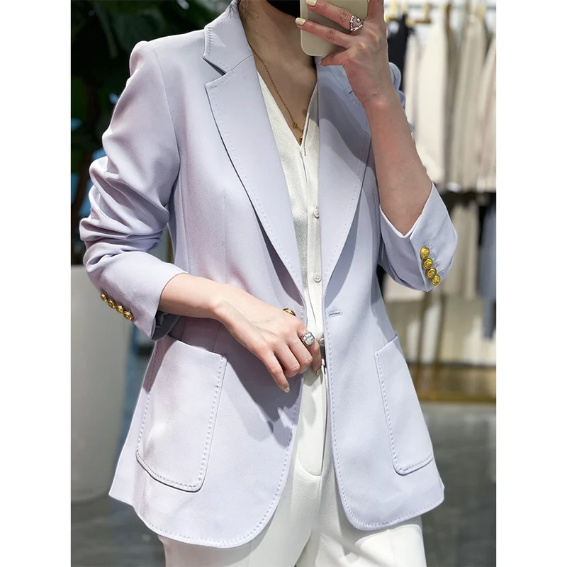 Damen Taillierter Ein-Knopf-Blazer mit aufgesetzten Taschen und schmalem Revers Nord Taschen