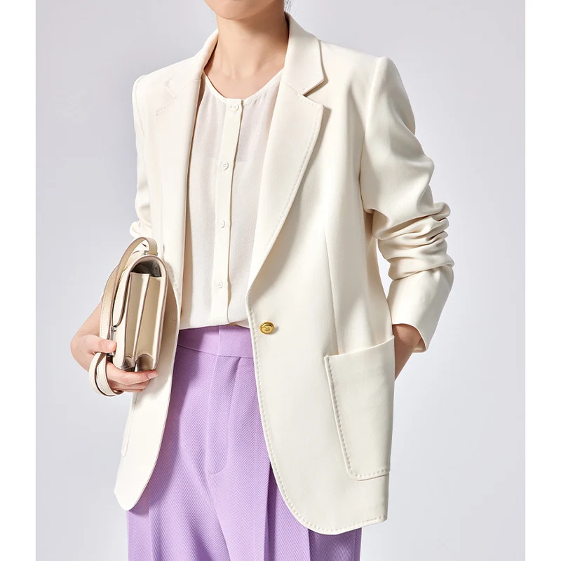 Damen Taillierter Ein-Knopf-Blazer mit aufgesetzten Taschen und schmalem Revers Nord Taschen