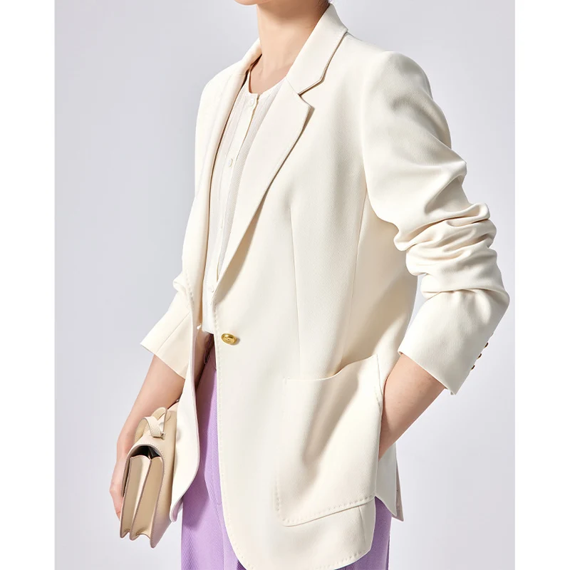 Damen Taillierter Ein-Knopf-Blazer mit aufgesetzten Taschen und schmalem Revers Nord Taschen