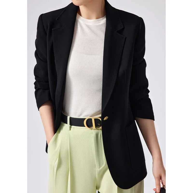 Damen Taillierter Ein-Knopf-Blazer mit aufgesetzten Taschen und schmalem Revers Nord Taschen