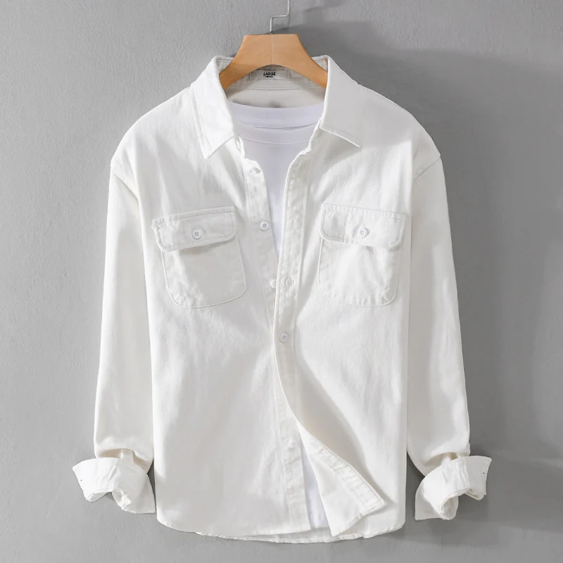 Herren Leichtes Baumwoll-Twill-Overshirt mit Brustklappen und Relaxed-Fit Nord Taschen