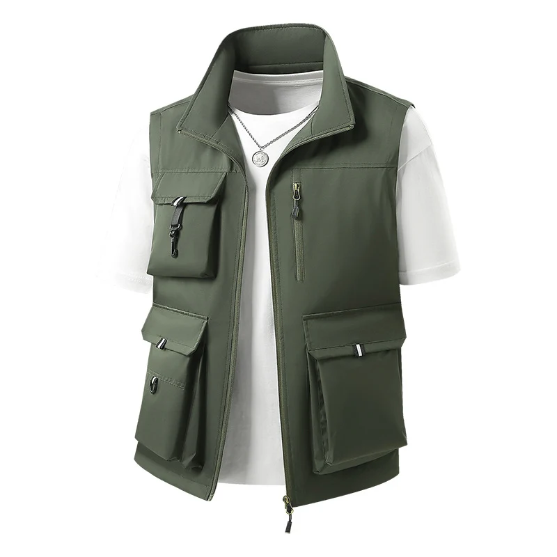 Herren Multifunktionale Outdoorweste mit mehreren Cargo-Taschen und Stehkragen Nord Taschen