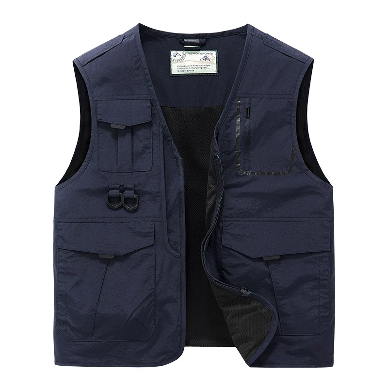 Herren Multifunktionale Outdoor-Utility-Weste mit Multitaschen, Mesh‑Futter und D‑Ringen Nord Taschen