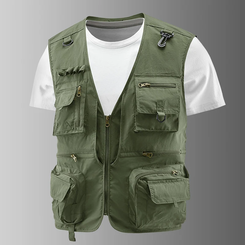 Herren Multifunktionale Cargo-Utility-Weste mit zahlreichen Reißverschlussfächern und D-Ringen Nord Taschen