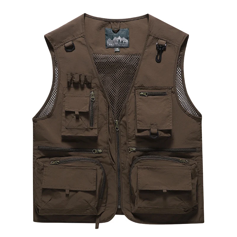 Herren Multifunktionale Cargo-Utility-Weste mit zahlreichen Reißverschlussfächern und D-Ringen Nord Taschen