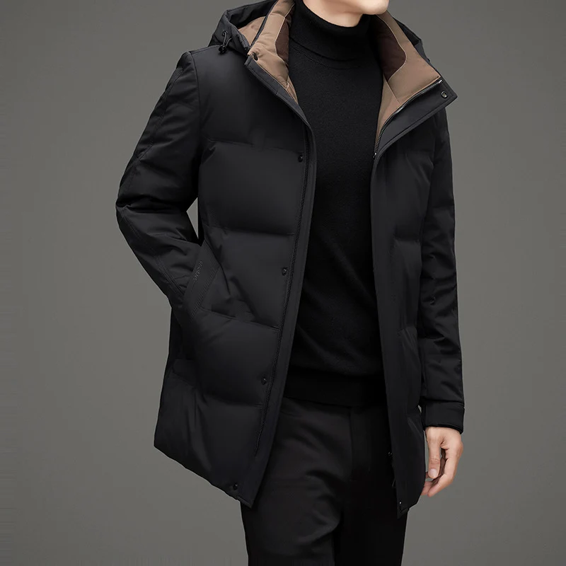 Herren Wattierte Kapuzen-Steppjacke mit verlängertem Schnitt und winddichter Membran Nord Taschen