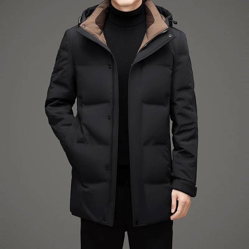 Herren Wattierte Kapuzen-Steppjacke mit verlängertem Schnitt und winddichter Membran Nord Taschen